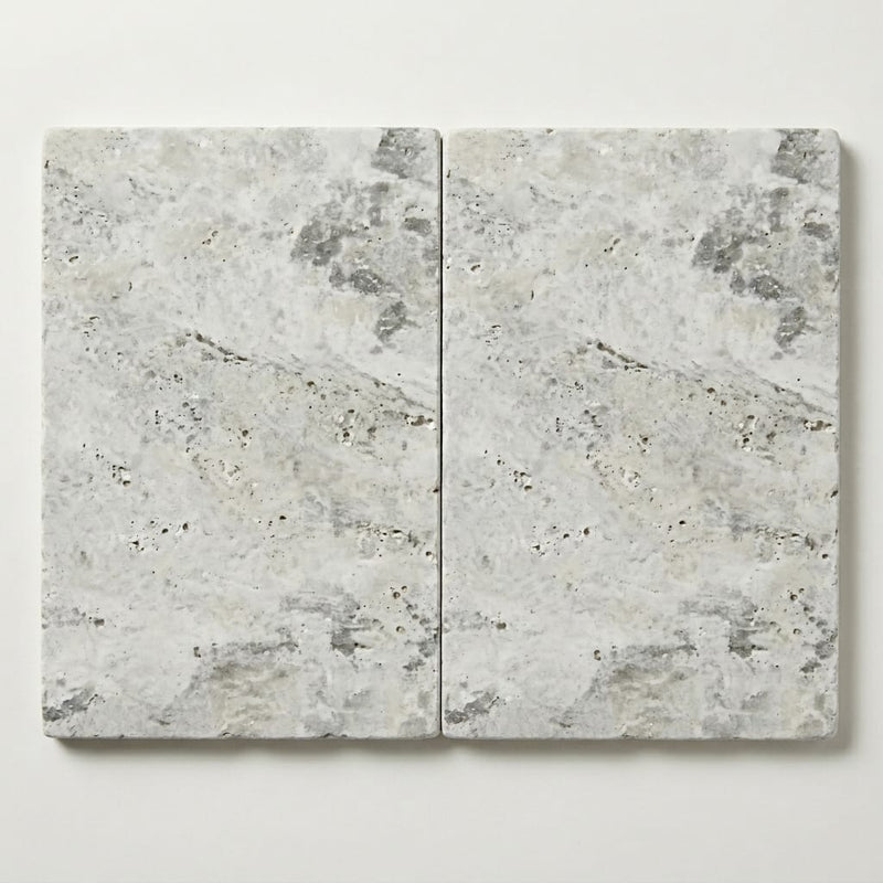 Antico Silver Travertine Paver 16x24 Tumbled 1.25 inch close-up