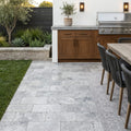 Antico Silver Travertine Paver 6x12 Tumbled 1.25 inch — Backyard patio
