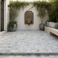 Antico Silver Travertine Paver 6x6 Tumbled 1.25 inch — Courtyard paving