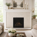 Antique Botticino 3x6 Tumbled Marble Tile — Living Room fireplace surround