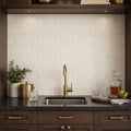 Antique Botticino 3x6 Tumbled Marble Tile — Wet Bar backsplash