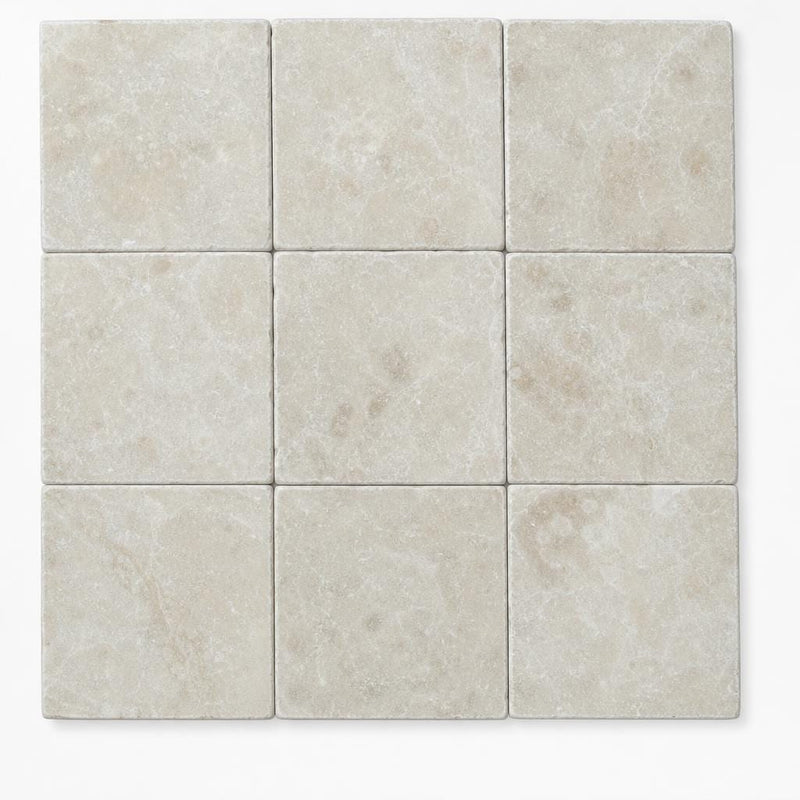 Antique Botticino 4x4 Tumbled Marble Tile close-up