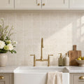 Antique Botticino 4x4 Tumbled Marble Tile — Kitchen backsplash