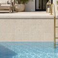 Antique Botticino 4x4 Tumbled Marble Tile — Swimming Pool waterline