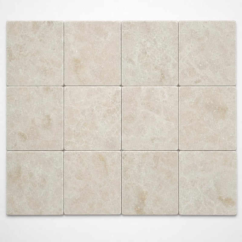 Antique Botticino 6x6 Tumbled Marble Tile close-up