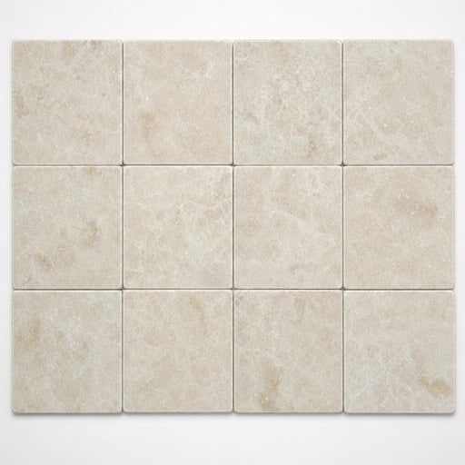Antique Botticino 6x6 Tumbled Marble Tile close-up