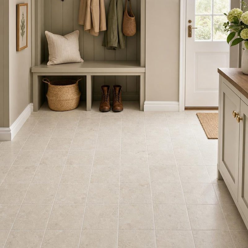 Antique Botticino 6x6 Tumbled Marble Tile — Mudroom floor