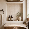Antique Classico 4x4 Tumbled Travertine Tile — Bathroom niche