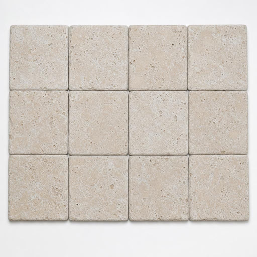 Antique Classico 4x4 Tumbled Travertine Tile close-up