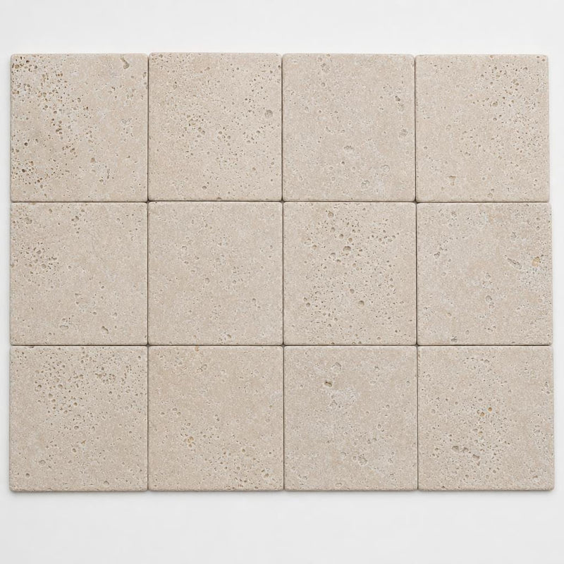 Antique Classico 6x6 Tumbled Travertine Tile close-up