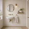 Antique Crema Marfil 4x4 Tumbled Marble Tile — Powder Room wall