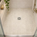 Antique Crema Marfil 6x6 Tumbled Marble Tile — Bathroom shower floor