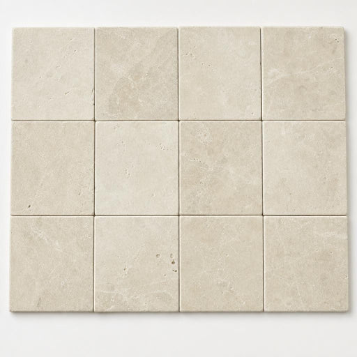 Antique Crema Marfil 6x6 Tumbled Marble Tile close-up