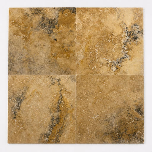 Antique Gold Travertine Tile 18x18 Filled, Honed close-up