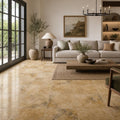 Antique Gold Travertine Tile 18x18 Filled, Honed — Living Room floor