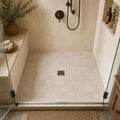 Antique Ivory 6x6 Tumbled Travertine Tile — Bathroom shower floor