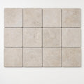 Antique Ivory 6x6 Tumbled Travertine Tile close-up