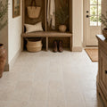 Antique Ivory 6x6 Tumbled Travertine Tile — Mudroom floor