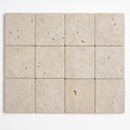 Antique Light Travertine Paver 6x6 Tumbled close-up