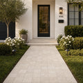 Antique Light Travertine Paver 6x6 Tumbled — Front Yard walkway