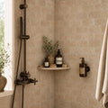 Antique Noce 3x6 Subway Tumbled Travertine Tile — Bathroom shower wall