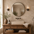 Antique Noce 3x6 Subway Tumbled Travertine Tile — Bathroom wall