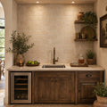 Antique Noce 3x6 Subway Tumbled Travertine Tile — Wet Bar backsplash