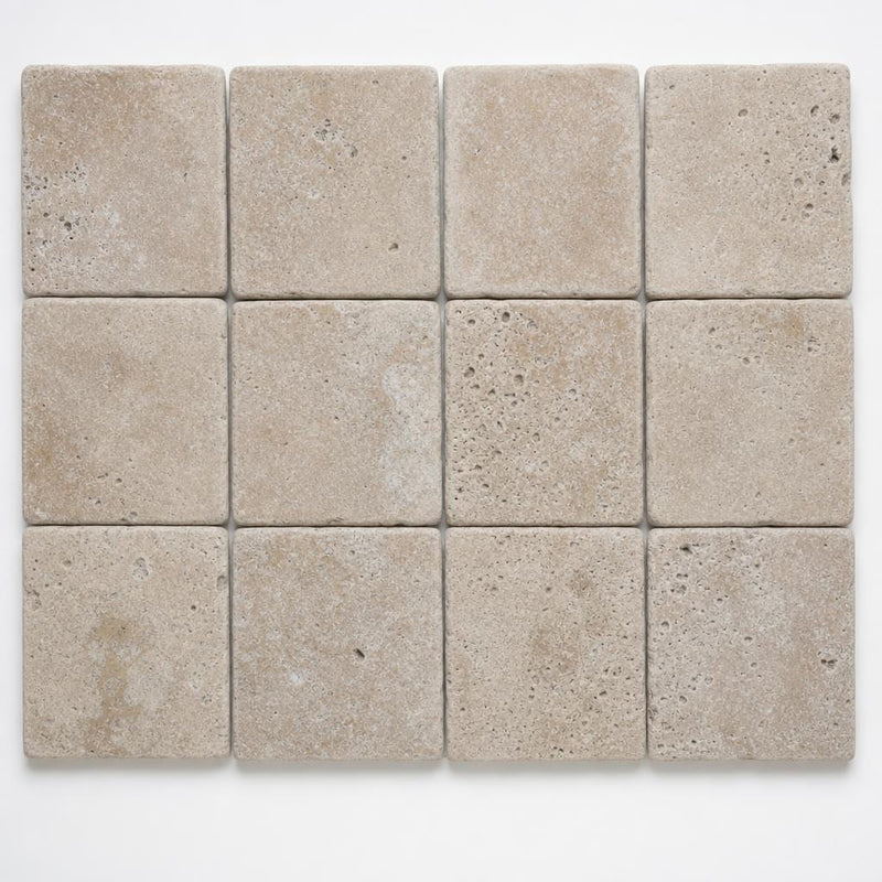 Antique Noce 6x6 Tumbled Travertine Tile close-up