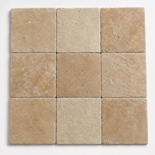 Antique Noce 8x8 Tumbled Travertine Paver close-up