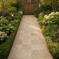 Antique Noce 8x8 Tumbled Travertine Paver — Garden path
