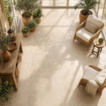 Antique Travertine Classico 18x18 Tumbled Tile — Sunroom floor