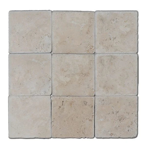 Antique Ivory 6x6 Tumbled Travertine Tile