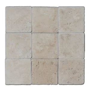 Antique Ivory 6x6 Tumbled Travertine Tile