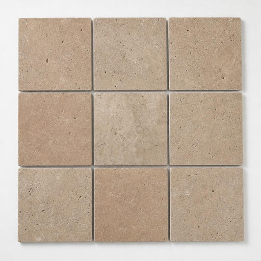 Antique Travertine Noce 12x12 Tumbled Tile close-up
