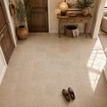 Antique Travertine Noce 12x12 Tumbled Tile — Foyer floor