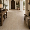 Antique Travertine Noce 12x12 Tumbled Tile — Hallway floor