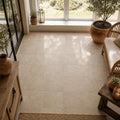 Antique Travertine Noce 12x12 Tumbled Tile — Sunroom floor