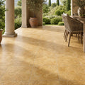 Antique Travertine Tuscany Gold 18x18 Tumbled Tile — Covered Patio floor