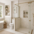 Antique Tundra Grey 4x4 Tumbled Marble Tile — Bathroom shower wall accent band