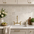 Antique Tundra Grey 4x4 Tumbled Marble Tile — Kitchen backsplash
