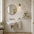 Antique Tundra Grey 4x4 Tumbled Marble Tile — Powder Room wall