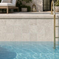 Antique Tundra Grey 4x4 Tumbled Marble Tile — Swimming Pool waterline