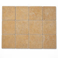 Antique Yellow (Tuscany Gold) 4x4 Tumbled Travertine Tile close-up