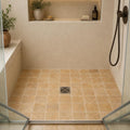 Antique Yellow (Tuscany Gold) 6x6 Tumbled Travertine Tile — Bathroom shower floor
