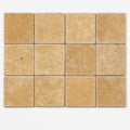 Antique Yellow (Tuscany Gold) 6x6 Tumbled Travertine Tile close-up