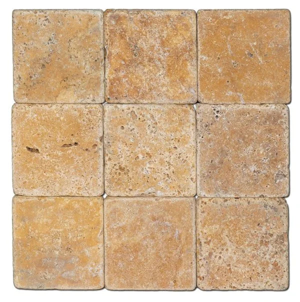 Antique Yellow (Tuscany Gold) 6x6 Tumbled Travertine Tile