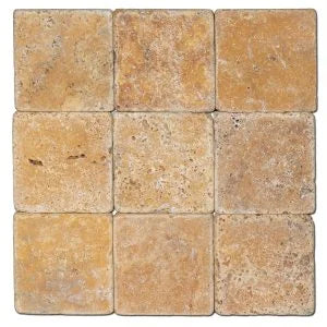 Antique Yellow (Tuscany Gold) 6x6 Tumbled Travertine Tile