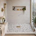 Aphrodite Calacatta Grey 2x2 Marble Mosaic — Bathroom shower floor