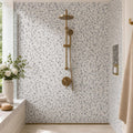 Aphrodite Calacatta Grey 2x2 Marble Mosaic — Bathroom shower wall