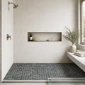 Aphrodite Dark Grain 2x2 Marble Mosaic — Bathroom shower floor